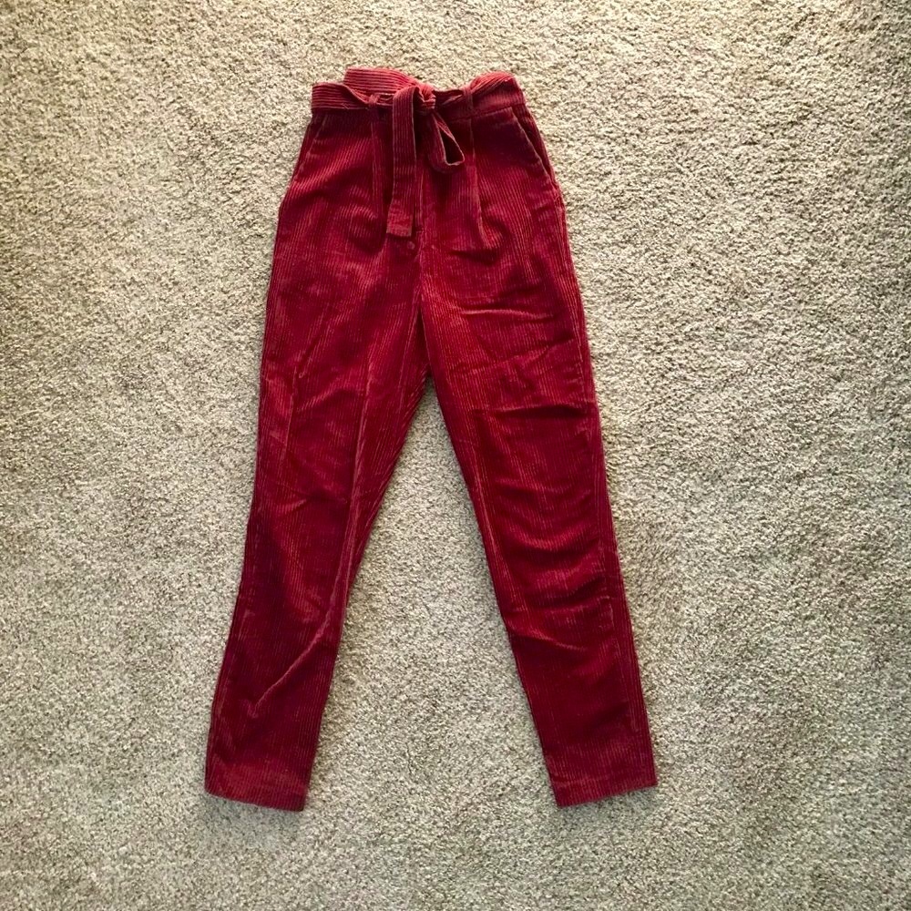 ASOS Dusty Rose Pink Corduroy High-Waisted Tie-Waist Pants (Tall)